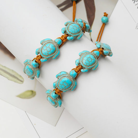 Turquoise Turtle Bohemian Hand-woven Adjustable Ornament Bracelets