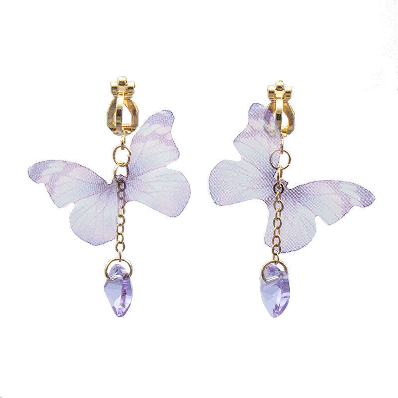 Women's Korean Style Butterfly Glass Fashion Fabric Earrings