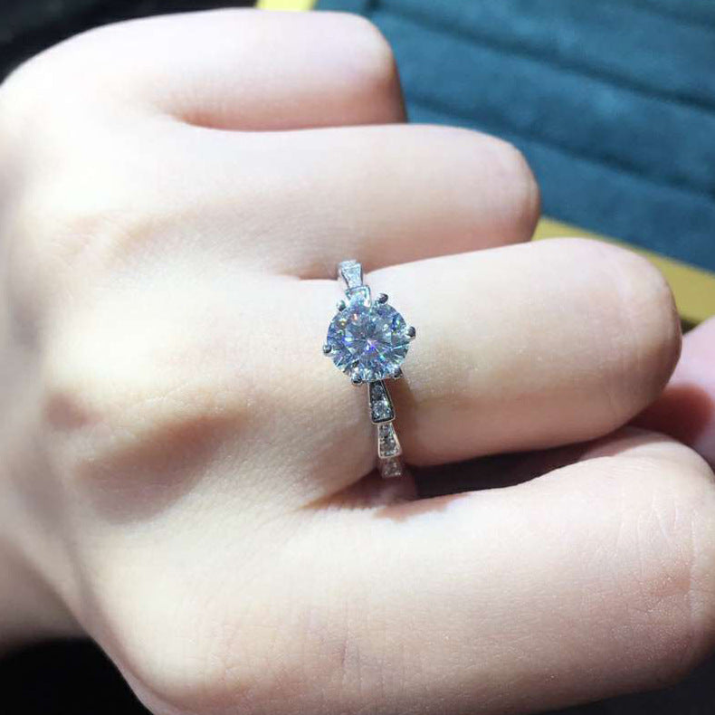 Eight Hearts Arrows Plated Shining Diamond Zircon Simulation Moissanite Open Ring