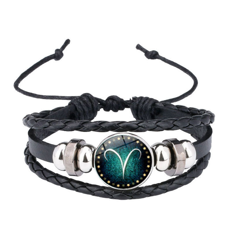 Twee Constellations Woven Constellation Luminous Couple Leather Hand Chain Bracelet