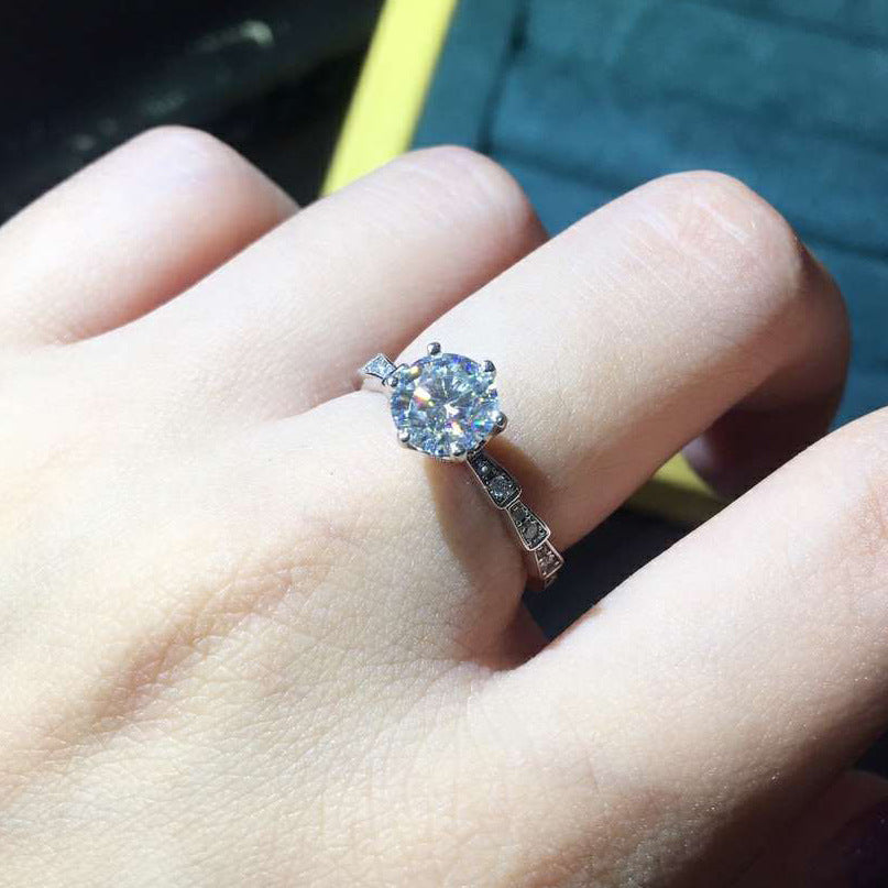 Eight Hearts Arrows Plated Shining Diamond Zircon Simulation Moissanite Open Ring