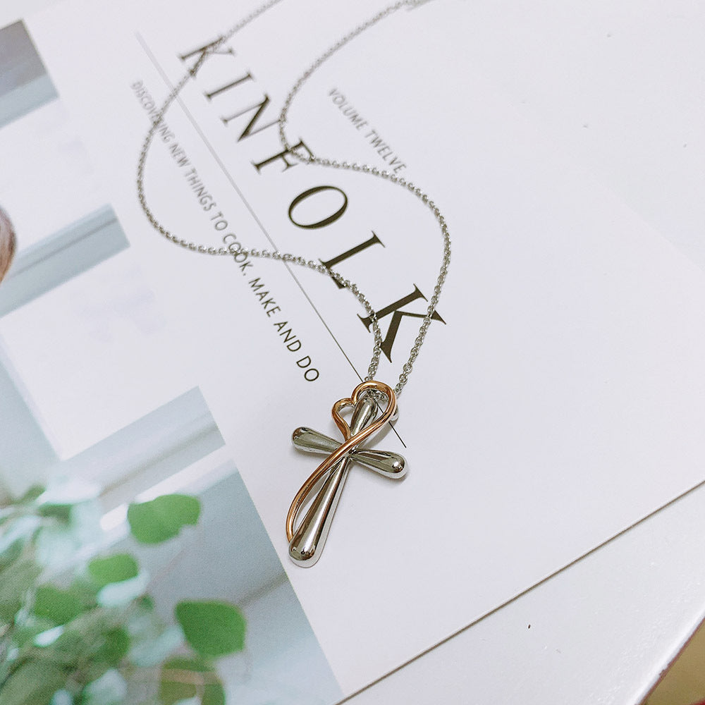 Hazy Moon Heart-shaped Cross Simple Color Necklaces