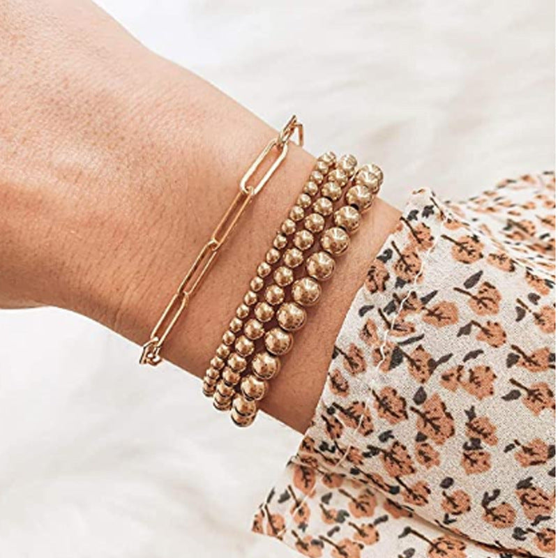 Copper Golden Balls Beach Style Geometric Bracelets