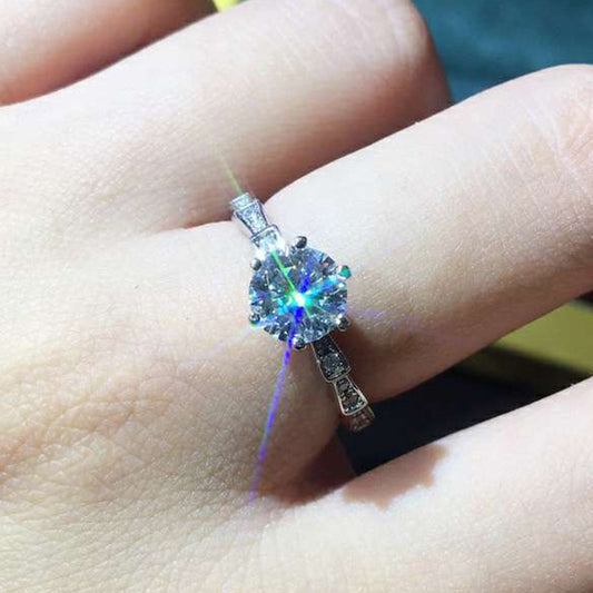 Eight Hearts Arrows Plated Shining Diamond Zircon Simulation Moissanite Open Ring