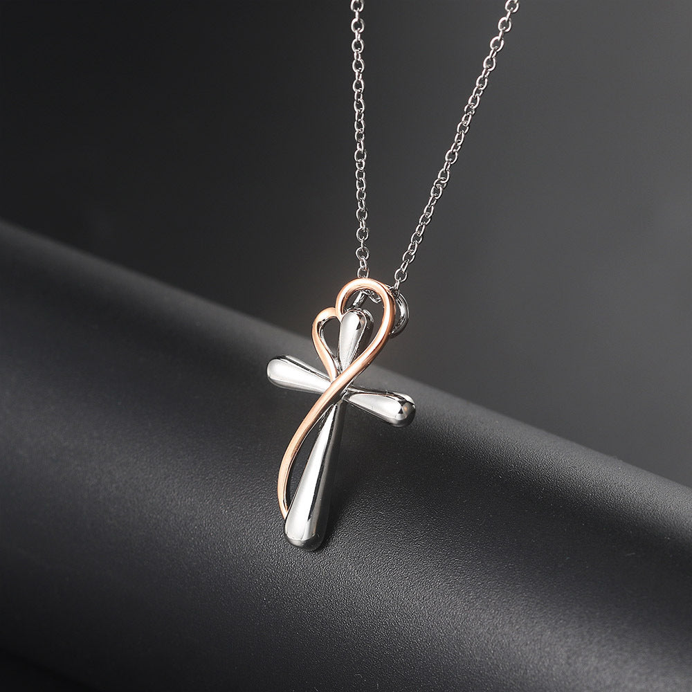 Hazy Moon Heart-shaped Cross Simple Color Necklaces