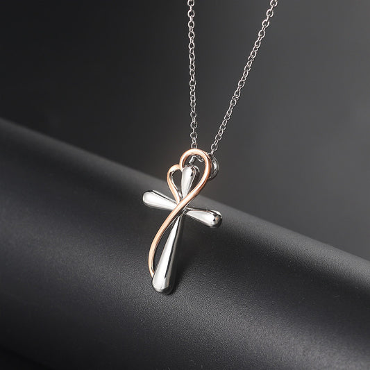 Hazy Moon Heart-shaped Cross Simple Color Necklaces