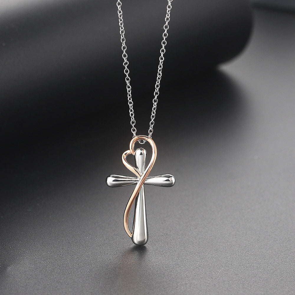 Hazy Moon Heart-shaped Cross Simple Color Necklaces