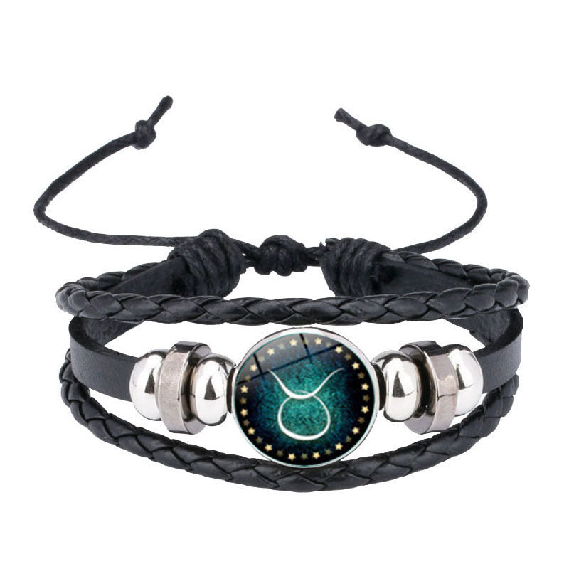 Twee Constellations Woven Constellation Luminous Couple Leather Hand Chain Bracelet
