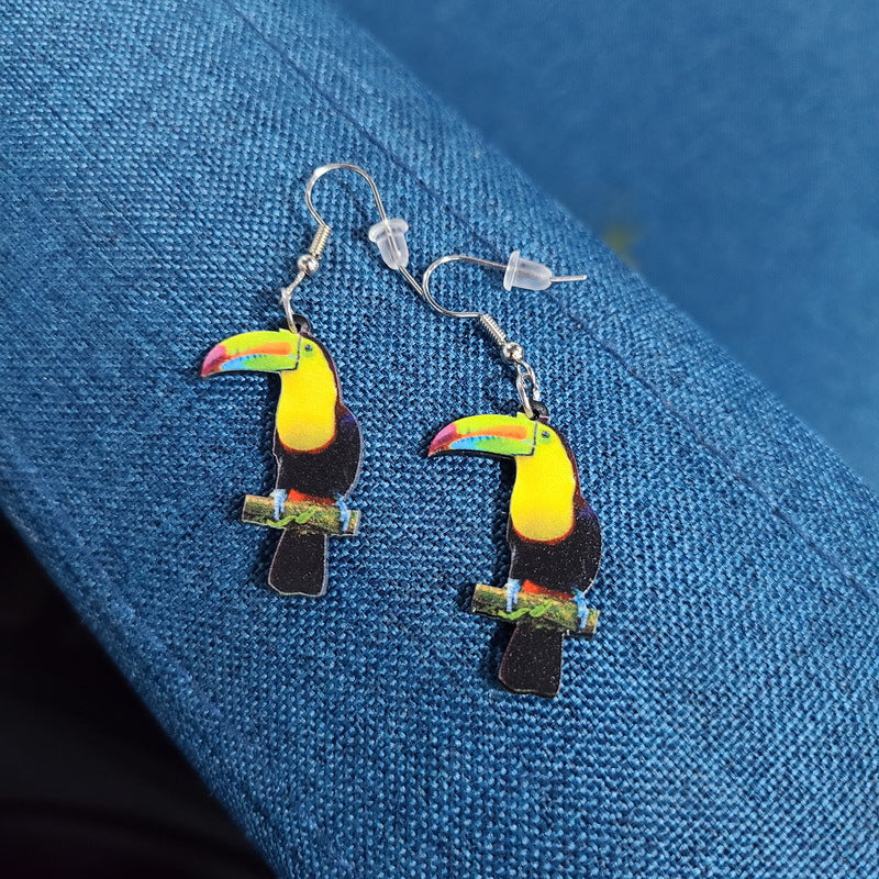 Cut Hummingbird Pigeon Eagle Owl Parrot Earrings