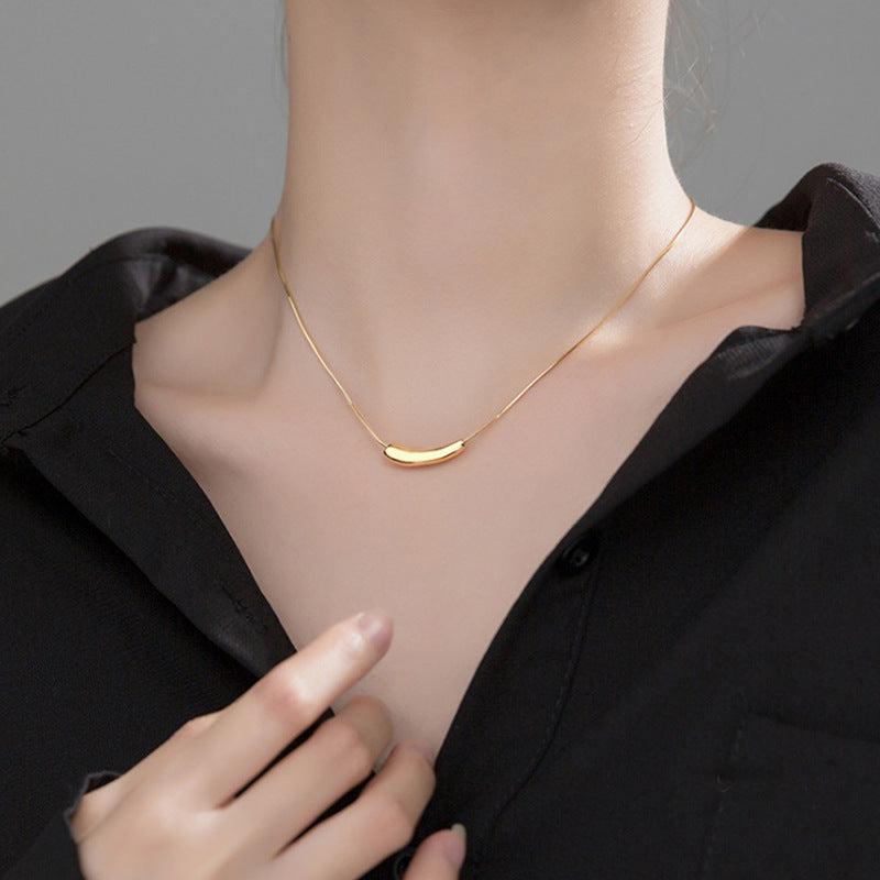 Sterling Sier Female Eggplant Clavicle Chain Niche Design Cold Wind Necklace