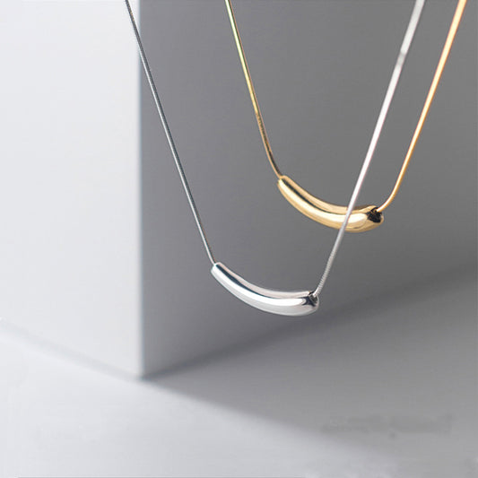 Sterling Sier Female Eggplant Clavicle Chain Niche Design Cold Wind Necklace