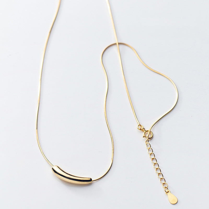 Sterling Sier Female Eggplant Clavicle Chain Niche Design Cold Wind Necklace