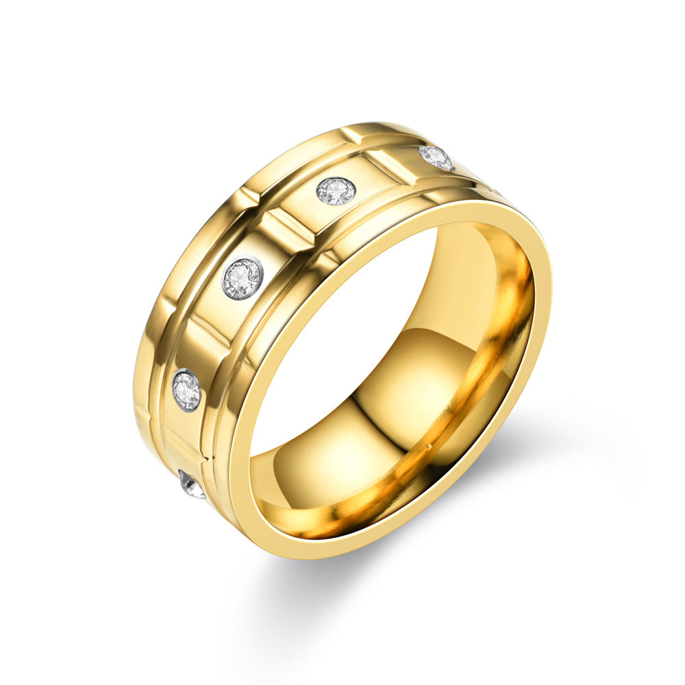 Eye-catching Diamond Plated Stainless Steel Ten Ring