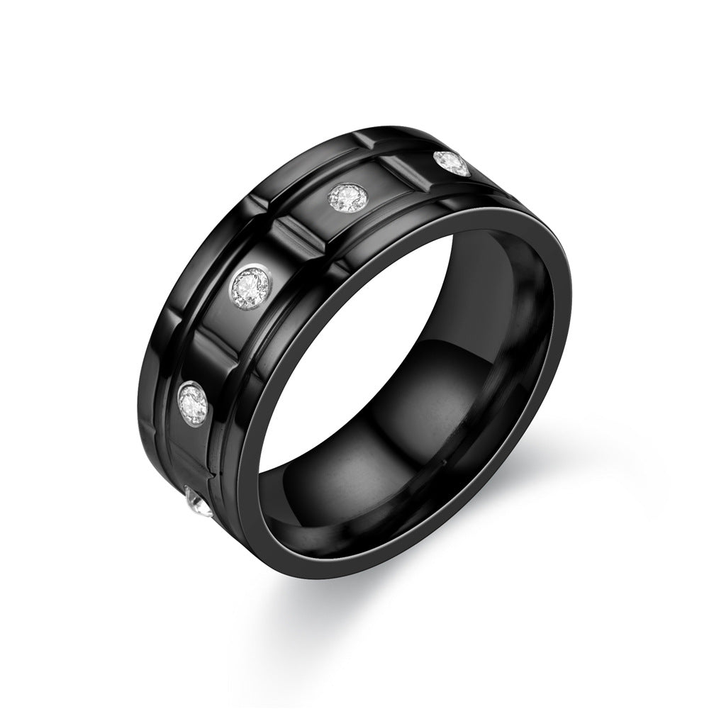 Eye-catching Diamond Plated Stainless Steel Ten Ring