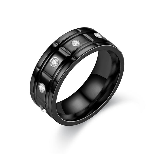 Eye-catching Diamond Plated Stainless Steel Ten Ring