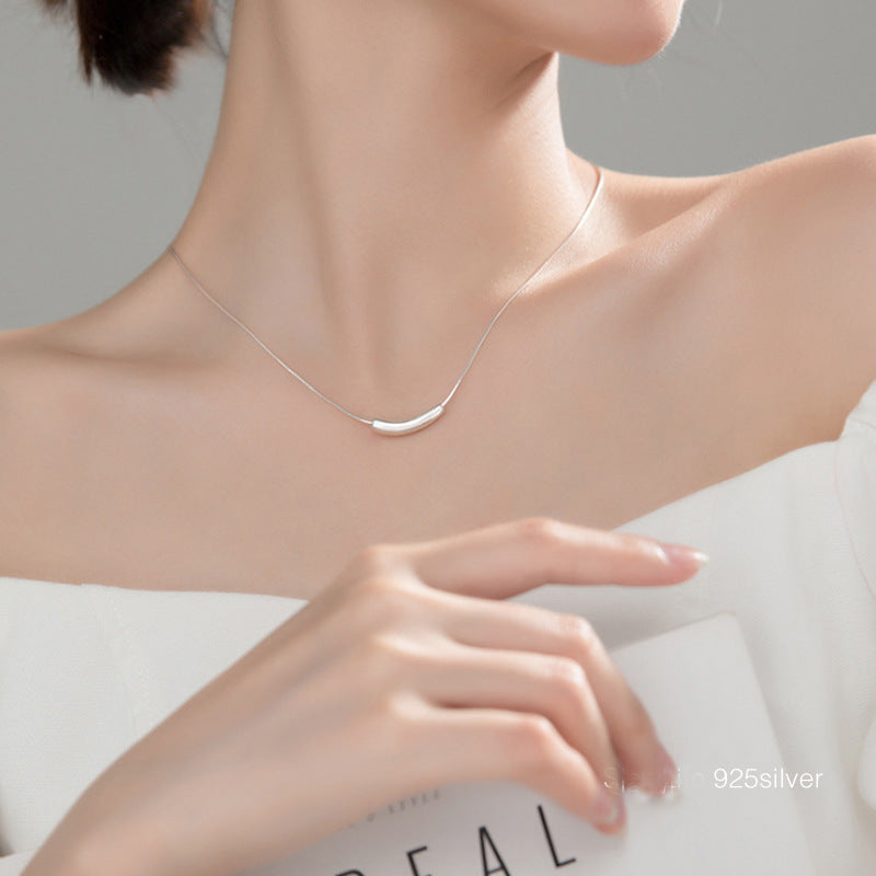Sterling Sier Female Eggplant Clavicle Chain Niche Design Cold Wind Necklace