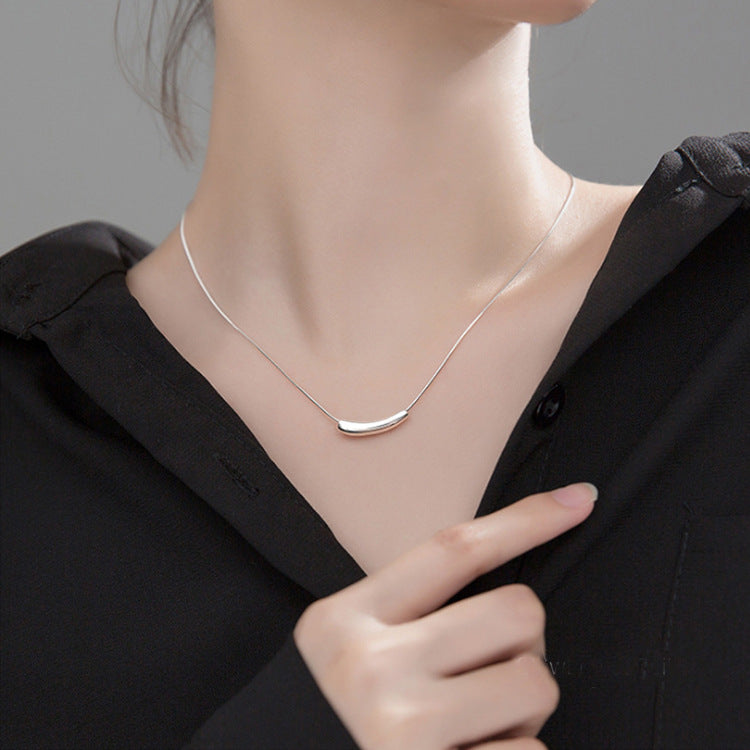 Sterling Sier Female Eggplant Clavicle Chain Niche Design Cold Wind Necklace