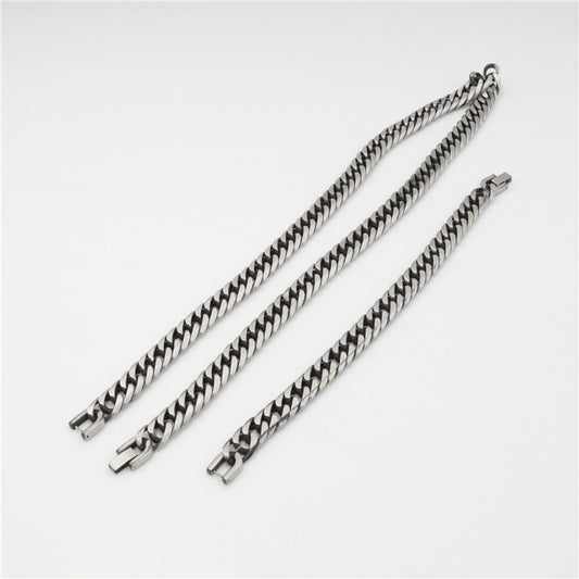 Men's Double Woven Six-sided Grinding Machine Chain Vintage Stainless Steel Necklaces