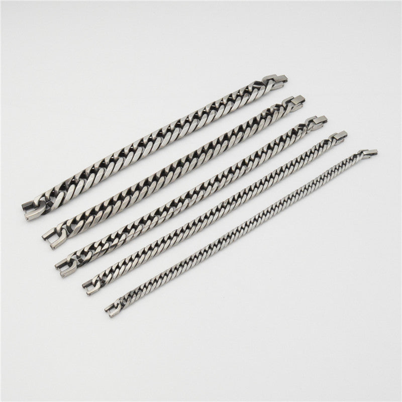 Men's Double Woven Six-sided Grinding Machine Chain Vintage Stainless Steel Necklaces