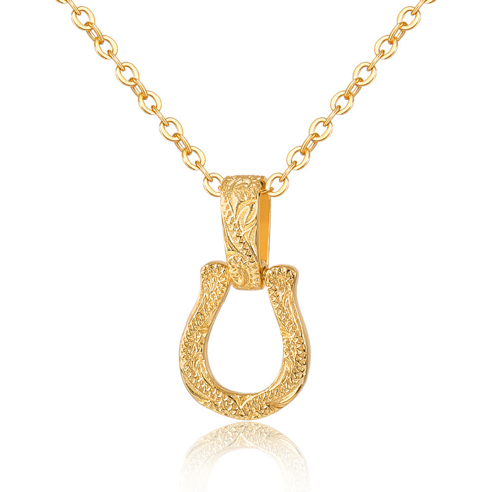 Horseshoe-shaped Embossed Gold Plating Copper Three Necklaces