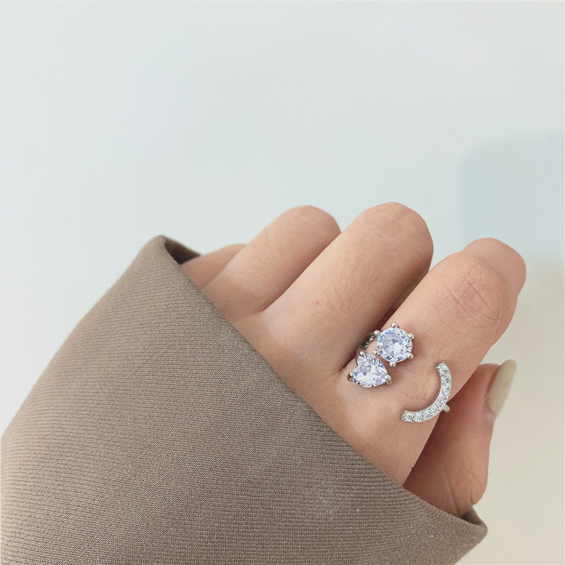 Models Style Mild Luxury High-grade Zircon Butterfly Open Rings