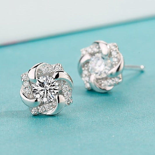 Geometric Square Diamond Temperament Sier-plated Atmospheric Rings