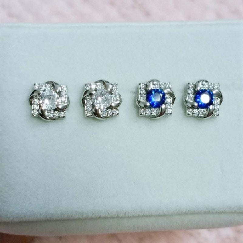 Geometric Square Diamond Temperament Sier-plated Atmospheric Rings