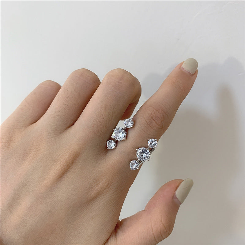 Models Style Mild Luxury High-grade Zircon Butterfly Open Rings