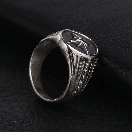 Retro Rice Character Design Unique Titanium Steel Rings