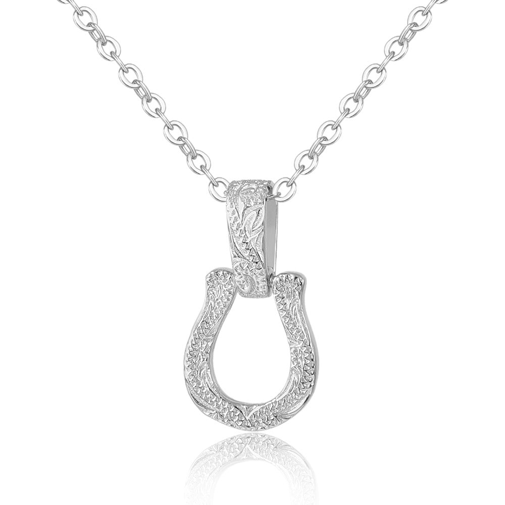 Horseshoe-shaped Embossed Gold Plating Copper Three Necklaces