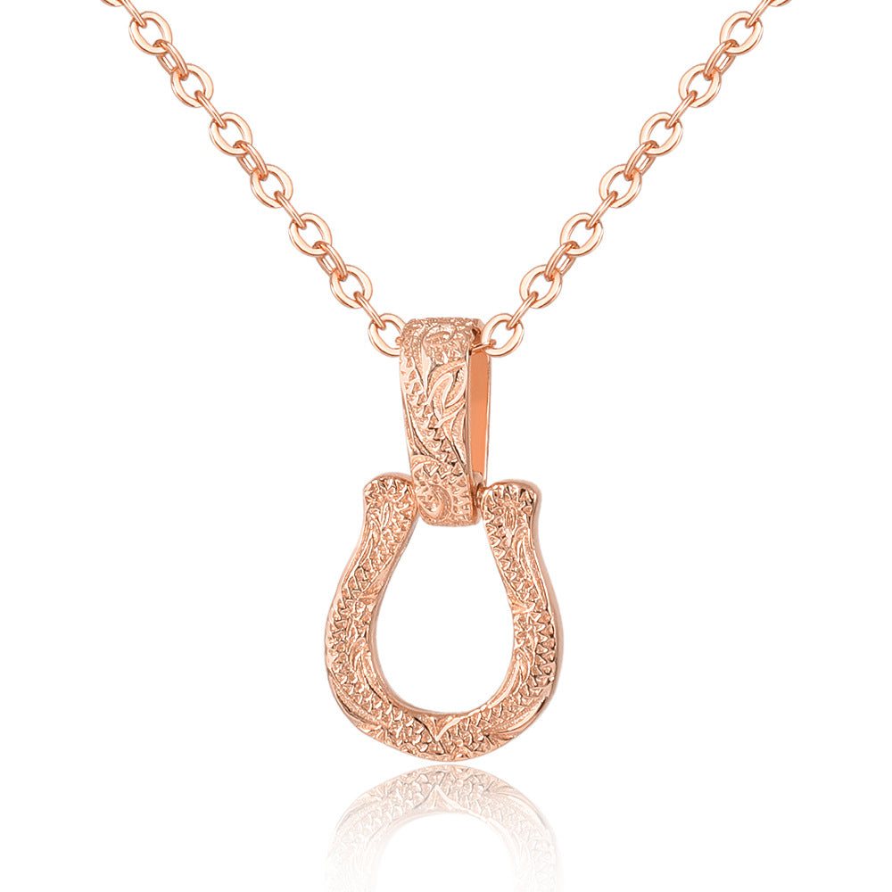 Horseshoe-shaped Embossed Gold Plating Copper Three Necklaces