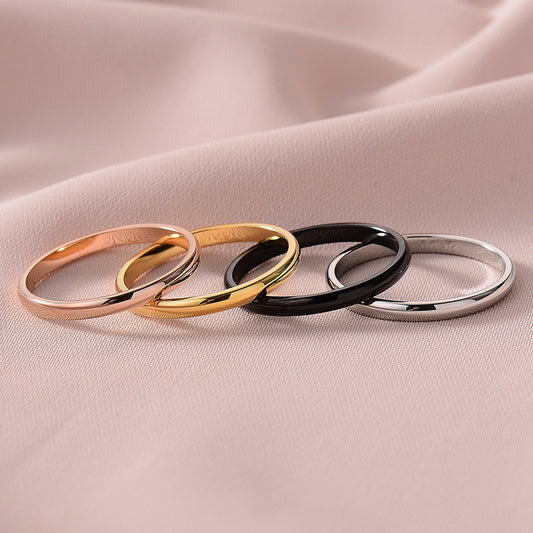 Titanium Steel Female Style Personality Glazed Surface Matte Fortune Rings