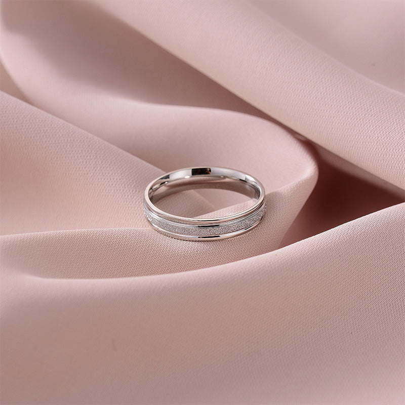 Titanium Steel Female Style Personality Glazed Surface Matte Fortune Rings