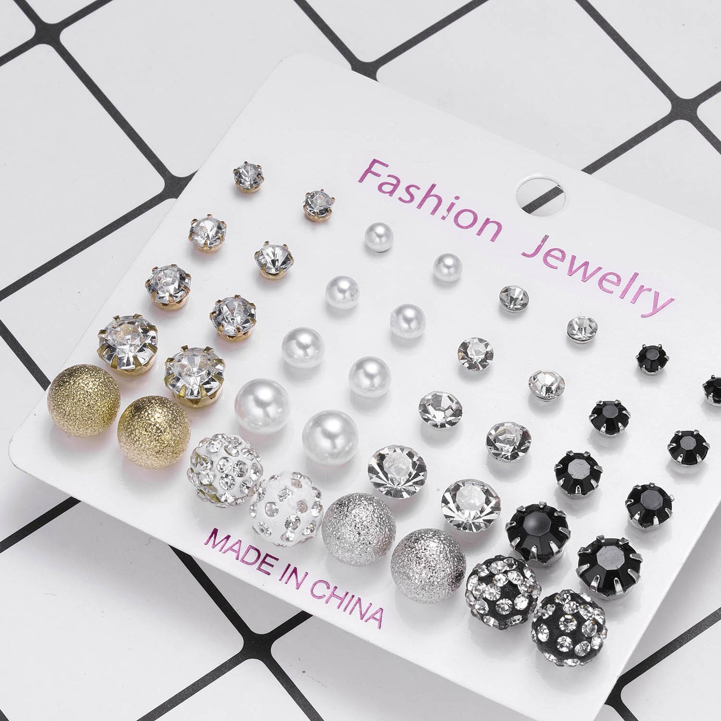 Women's Paper Card Alloy Zircon Ear Niche Earrings