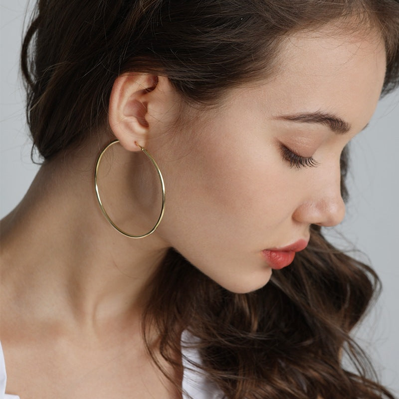 Women's Sterling Sier Gold-plated Hoop Exaggerated Fashionable Earrings
