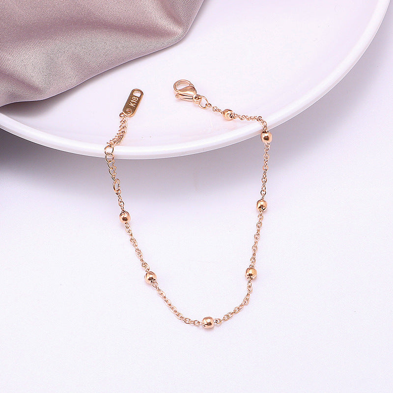 Steel Rose Gold Ball Color Simple Bracelet
