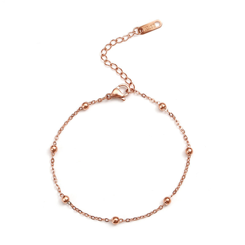 Steel Rose Gold Ball Color Simple Bracelet