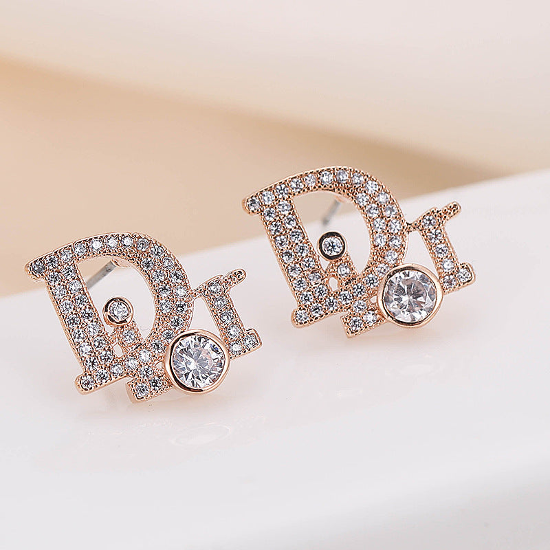 Women's Simple Letter Metal Micro Inlaid With Rings