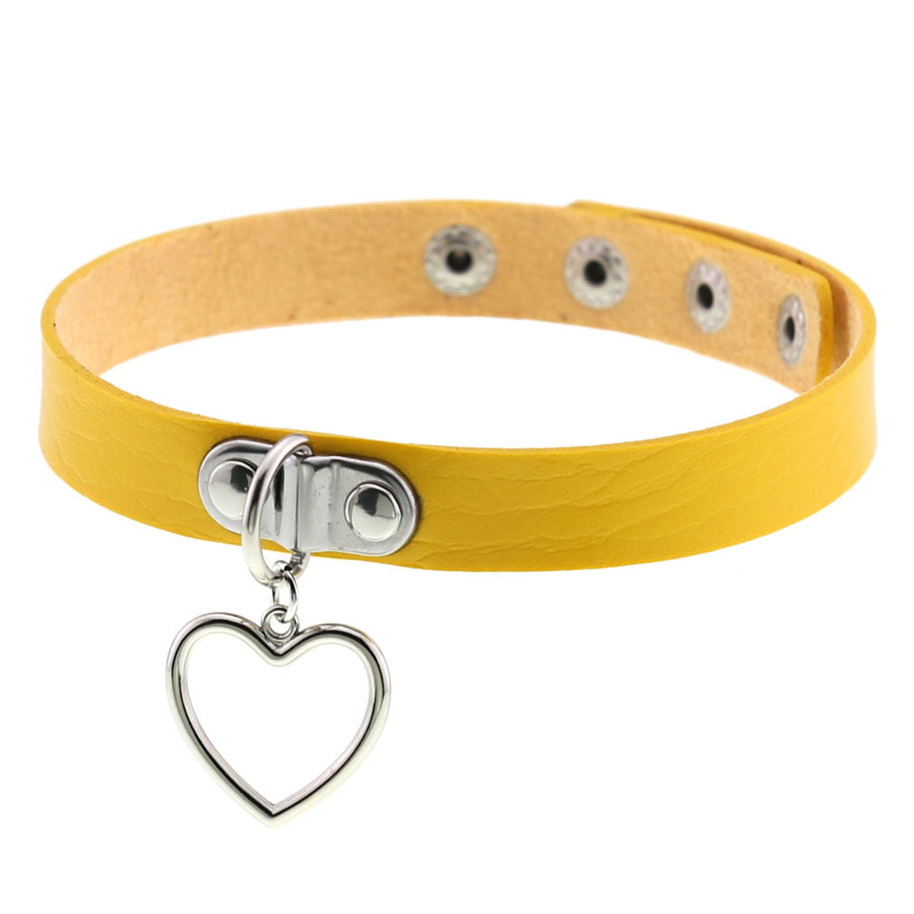 Women's Punk Goth Style Soft Leather Heart Love Choker Neck Collar