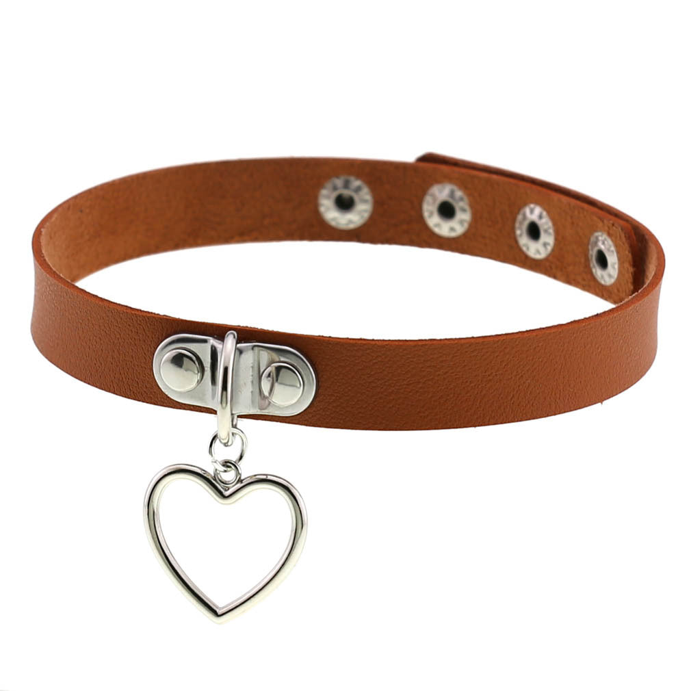 Women's Punk Goth Style Soft Leather Heart Love Choker Neck Collar