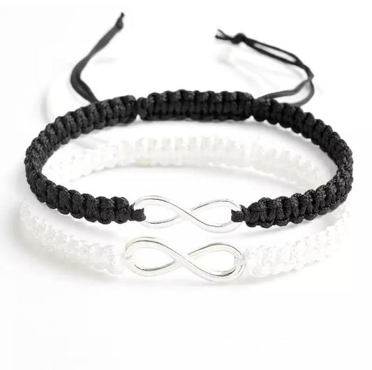 Women's & Men's Love Flat Knot Friendship Couple Black Bracelets