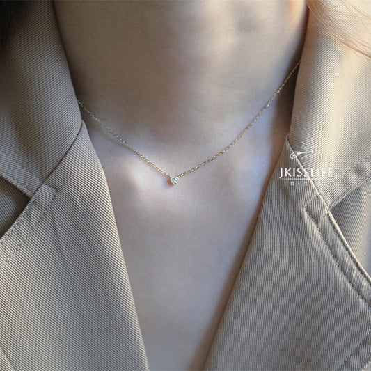 Sier Gold-plated Super Mini Diamond Love Shiny Clavicle Chain Necklaces