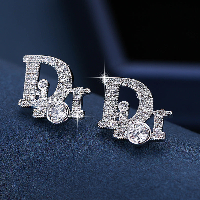 Women's Simple Letter Metal Micro Inlaid With Rings