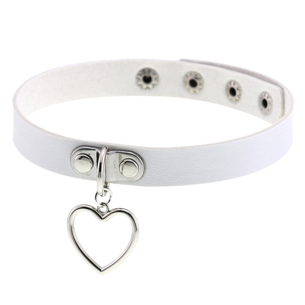 Women's Punk Goth Style Soft Leather Heart Love Choker Neck Collar