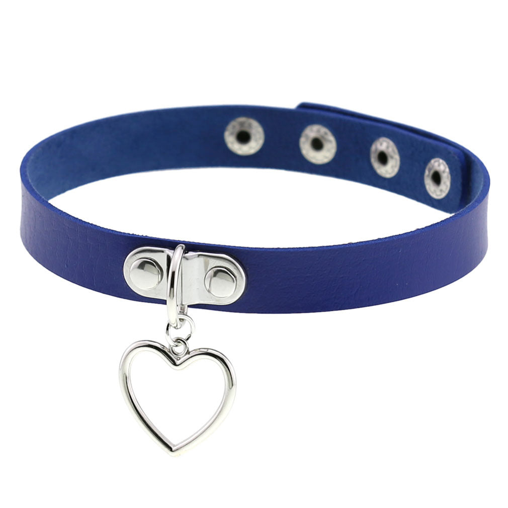 Women's Punk Goth Style Soft Leather Heart Love Choker Neck Collar