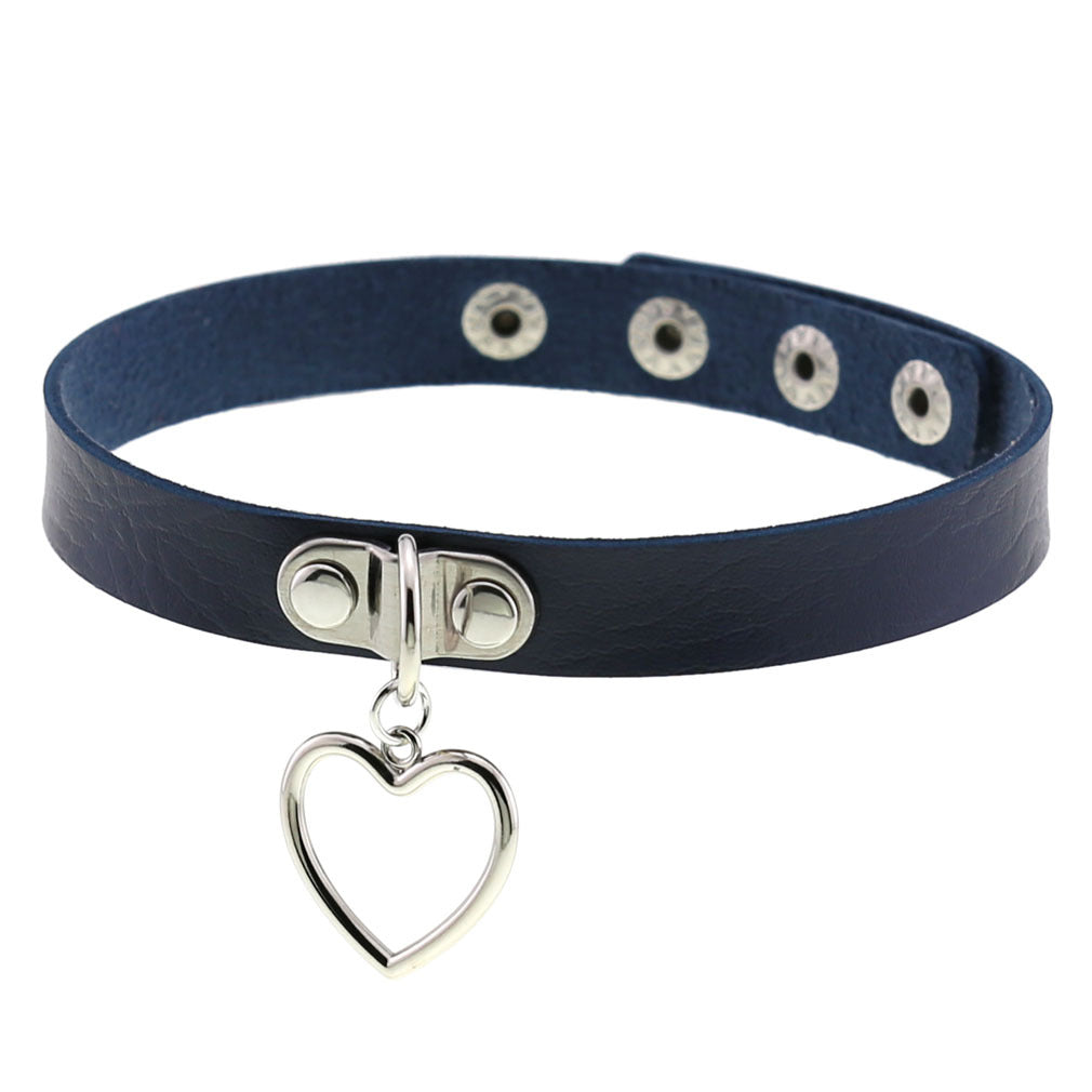 Women's Punk Goth Style Soft Leather Heart Love Choker Neck Collar
