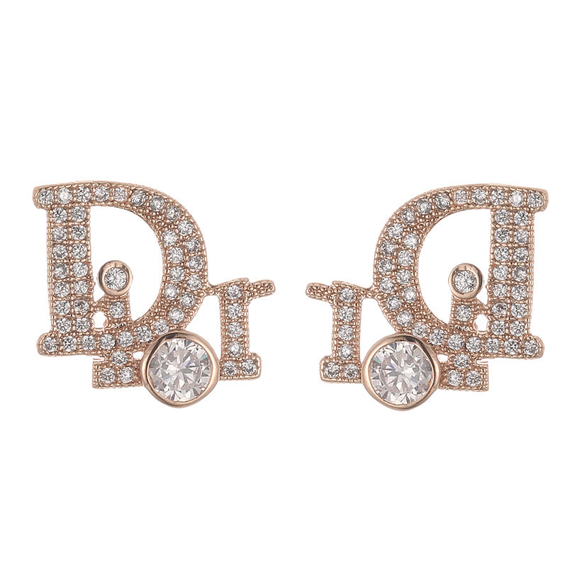 Women's Simple Letter Metal Micro Inlaid With Rings