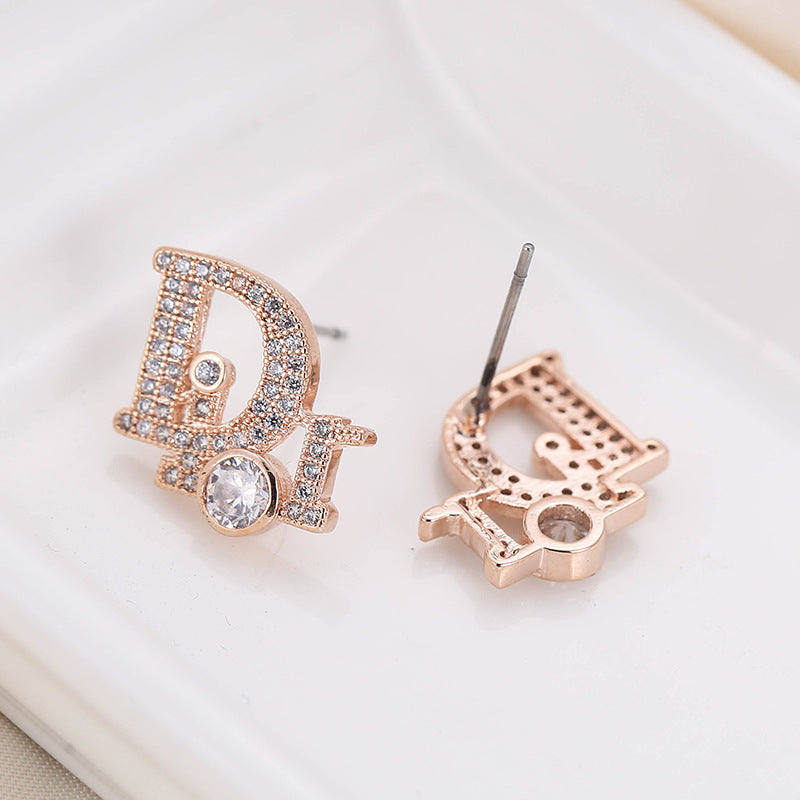 Women's Simple Letter Metal Micro Inlaid With Rings