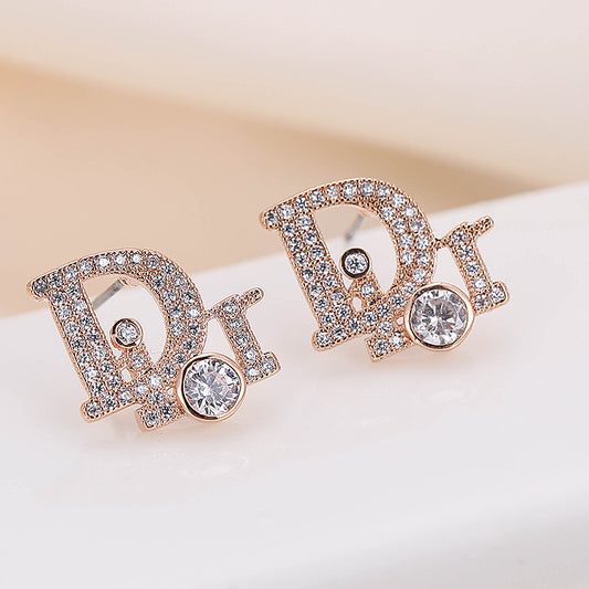 Women's Simple Letter Metal Micro Inlaid With Rings