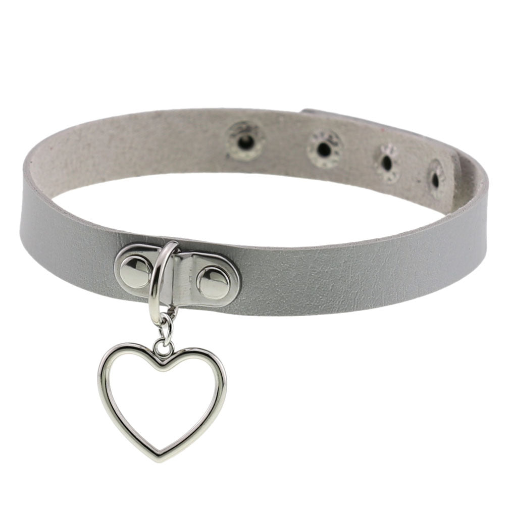 Women's Punk Goth Style Soft Leather Heart Love Choker Neck Collar